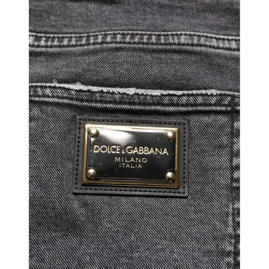 Dolce & Gabbana Dark Grey Distressed Mid Waist Denim Jeans
