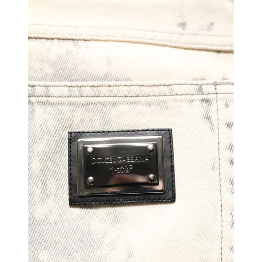 Dolce & Gabbana Beige Tie Dye Cotton Straight Men Denim Jeans