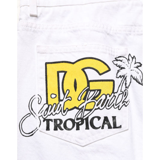 Dolce & Gabbana White Cotton Ripped Slim Fit Men Denim Jeans