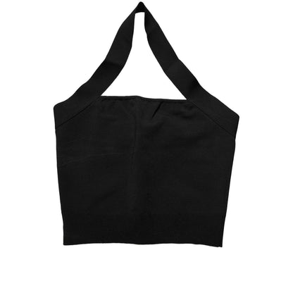 Dolce & Gabbana Black Square Neck Halter Cropped Tank Top