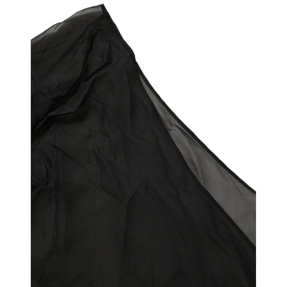 Dolce & Gabbana Black Wrap Sheer Chiffon One Shoulder Top