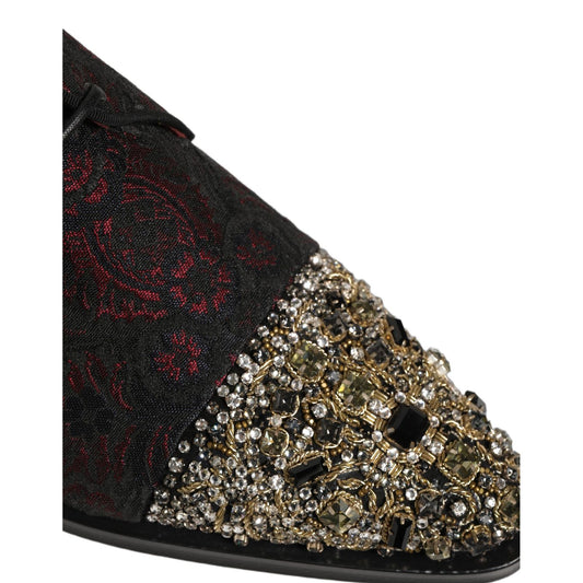 Dolce & Gabbana Black Red Embellished Derby Dress Formal Shoes