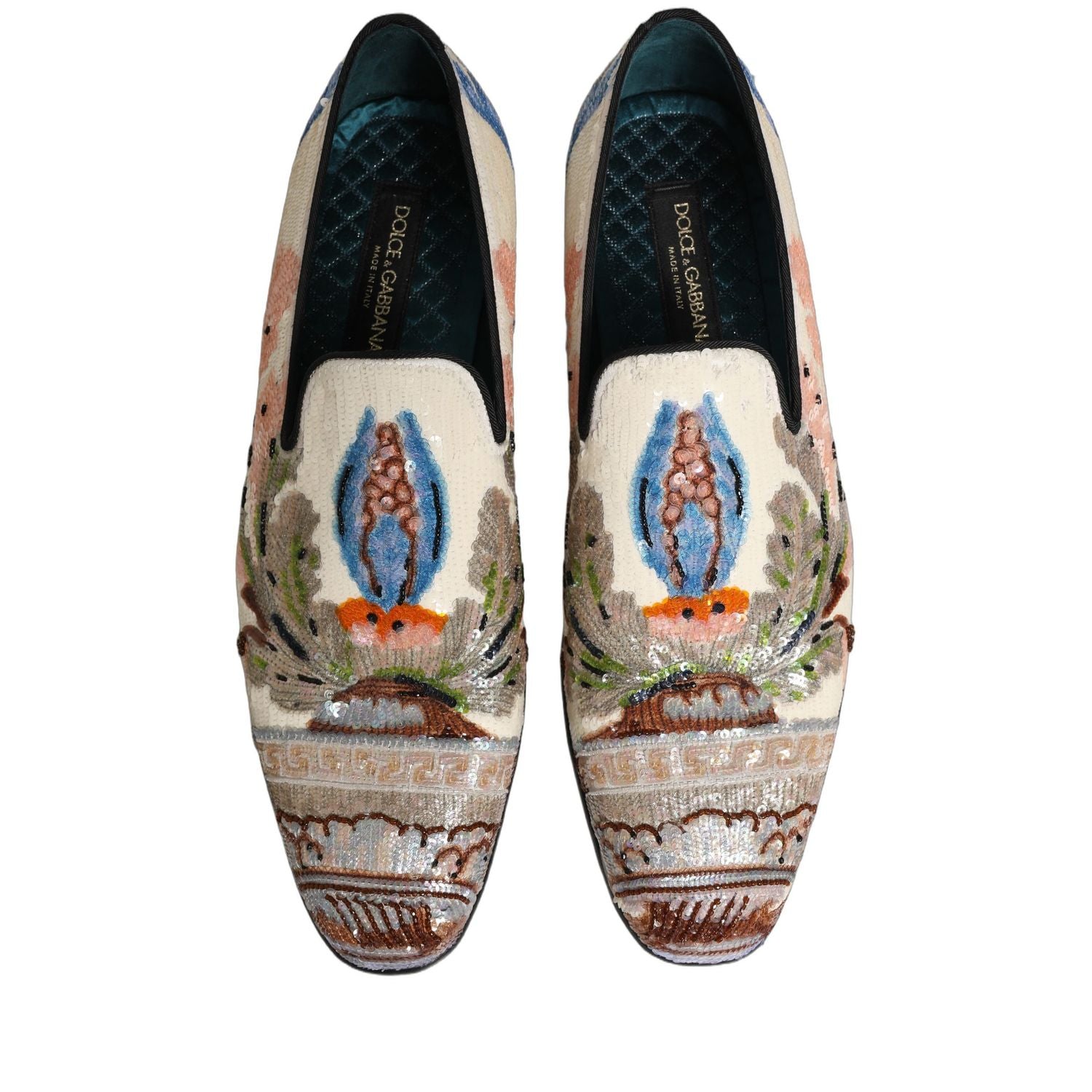 Dolce & Gabbana Multicolor Sequin Embroidered Loafers Shoes