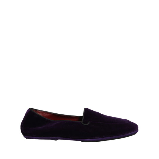 Dolce & Gabbana Violet Velvet Slip On Men Flats Loafers Shoes