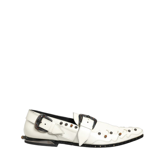 Dolce & Gabbana White Studded Formal Dress Monk Strap Shoes