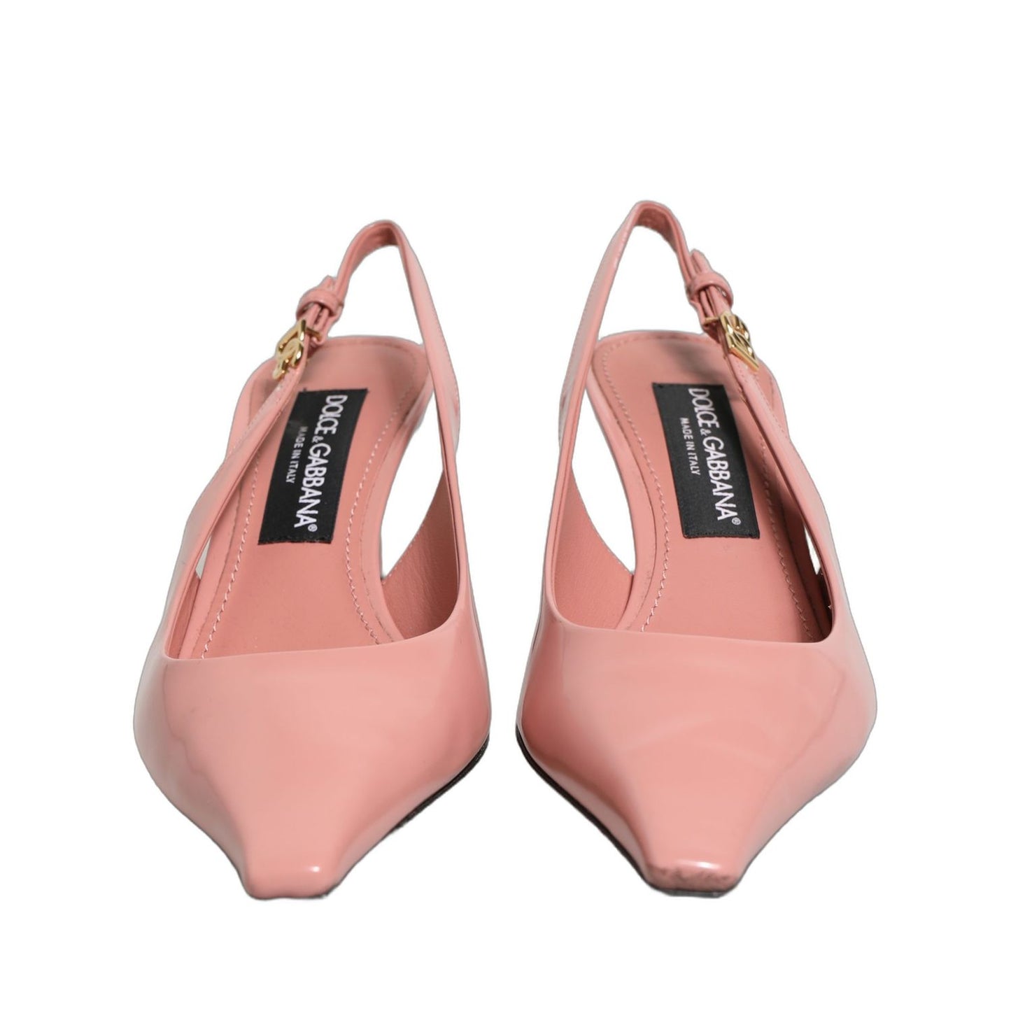 Dolce & Gabbana Pink Leather Mid Heels Slingbacks Shoes