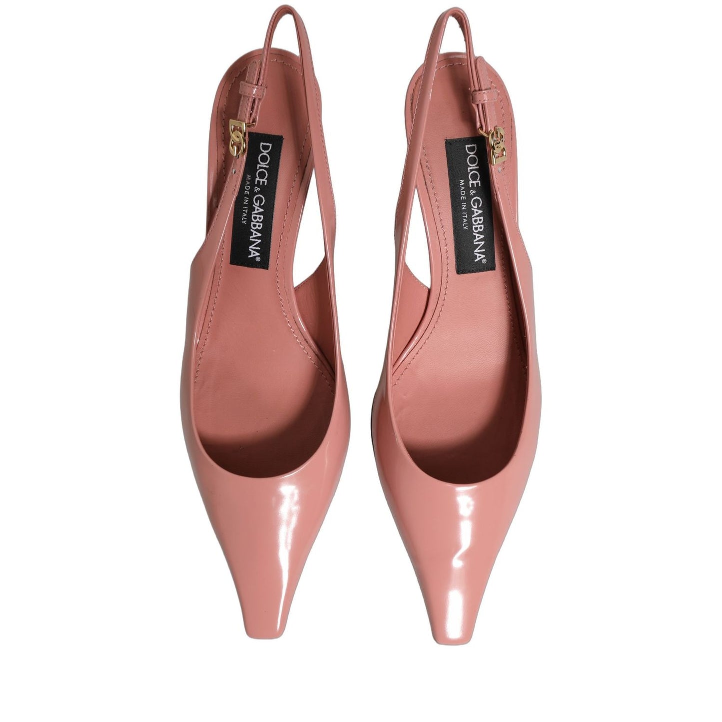 Dolce & Gabbana Pink Leather Mid Heels Slingbacks Shoes
