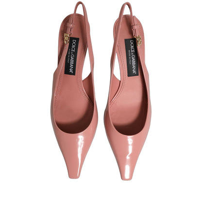 Dolce & Gabbana Pink Leather Mid Heels Slingbacks Shoes