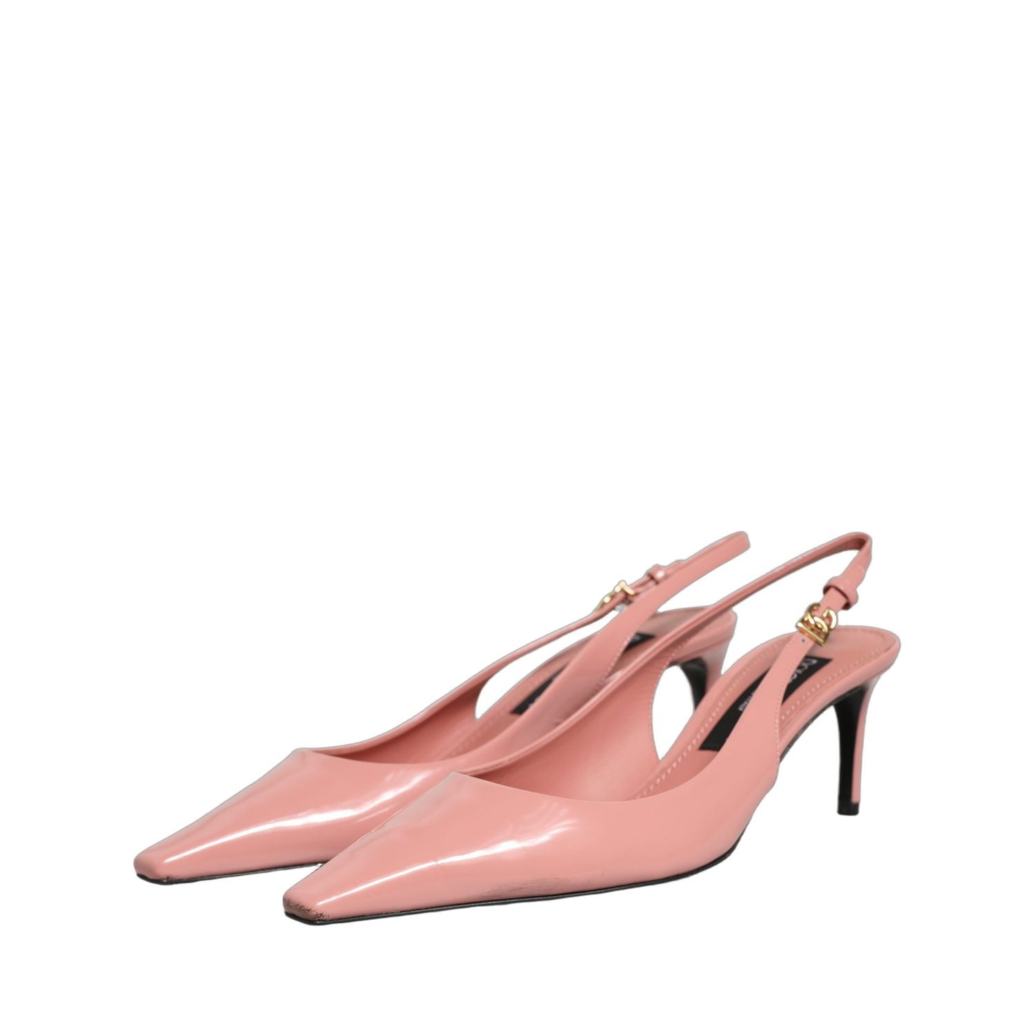 Dolce & Gabbana Pink Leather Mid Heels Slingbacks Shoes