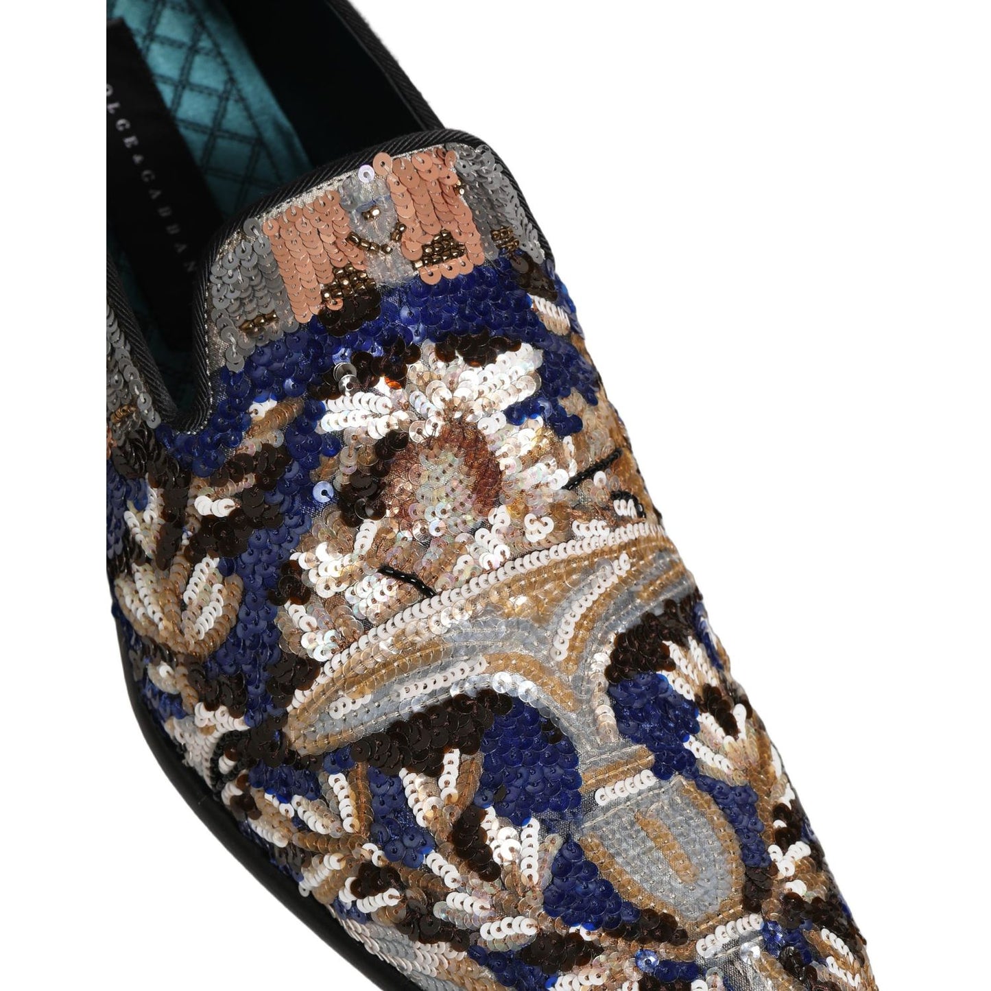 Dolce & Gabbana Multicolor Embroidered Sequin Loafers Shoes