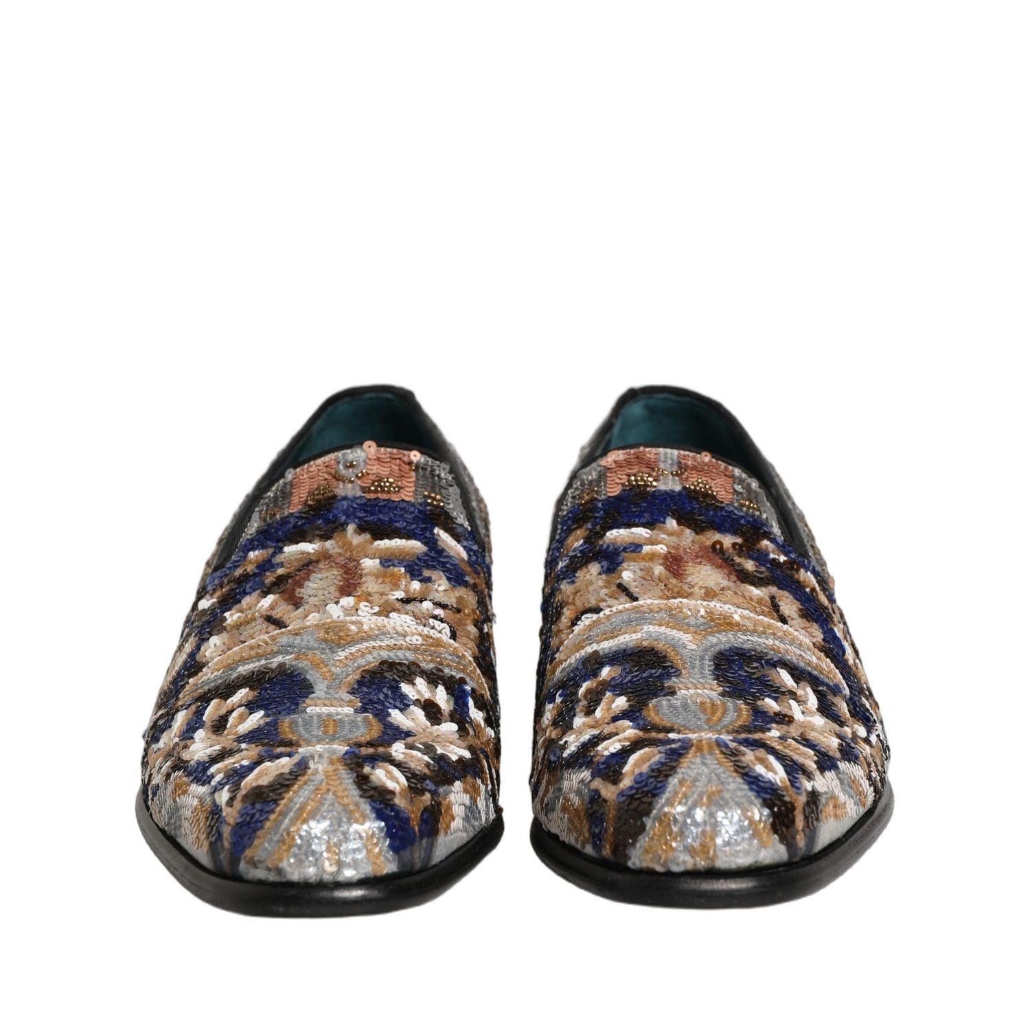 Dolce & Gabbana Multicolor Embroidered Sequin Loafers Shoes