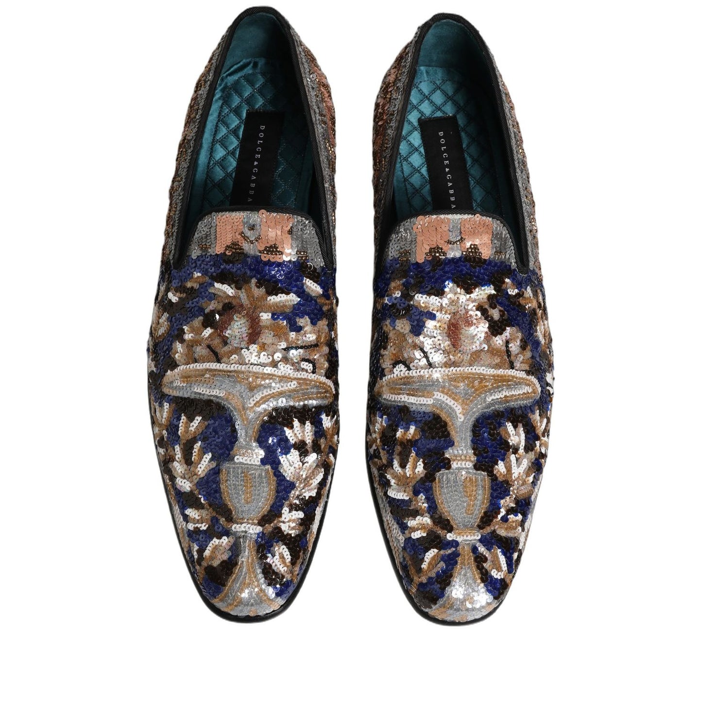 Dolce & Gabbana Multicolor Embroidered Sequin Loafers Shoes