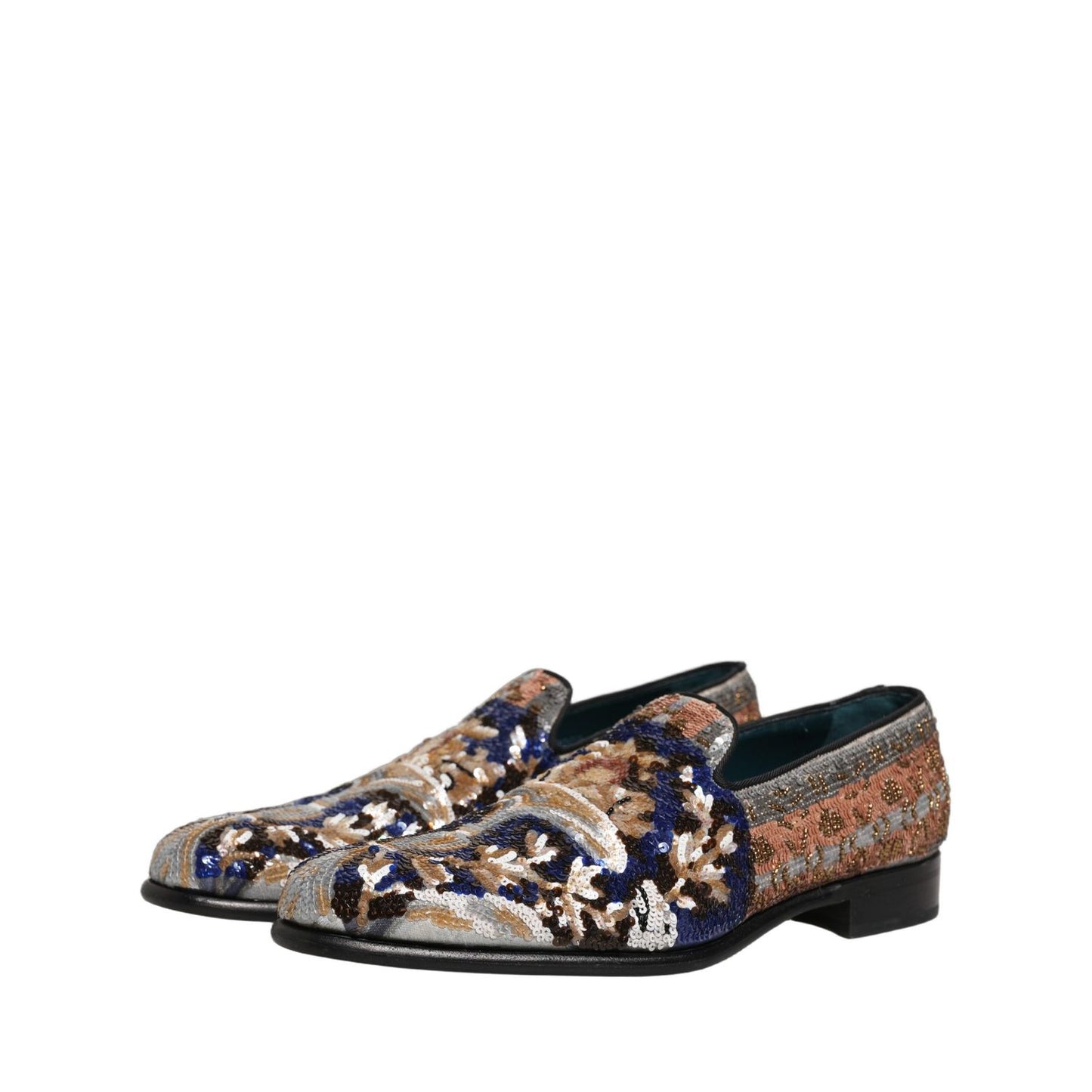 Dolce & Gabbana Multicolor Embroidered Sequin Loafers Shoes