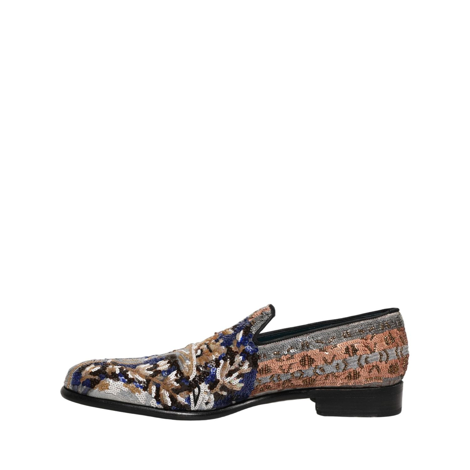 Dolce & Gabbana Multicolor Embroidered Sequin Loafers Shoes