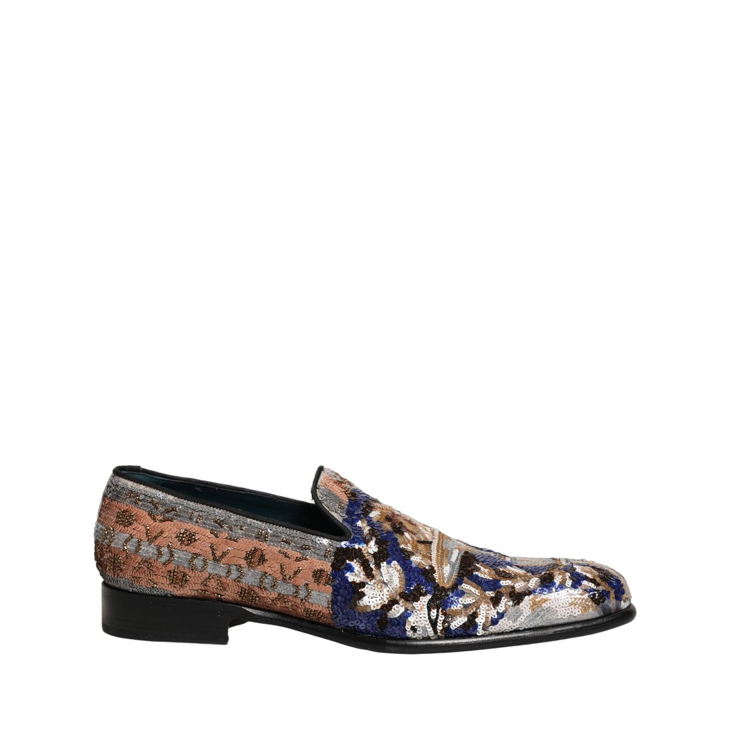 Dolce & Gabbana Multicolor Embroidered Sequin Loafers Shoes