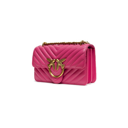PINKO Pink Leather Love One Mini Shoulder Bag