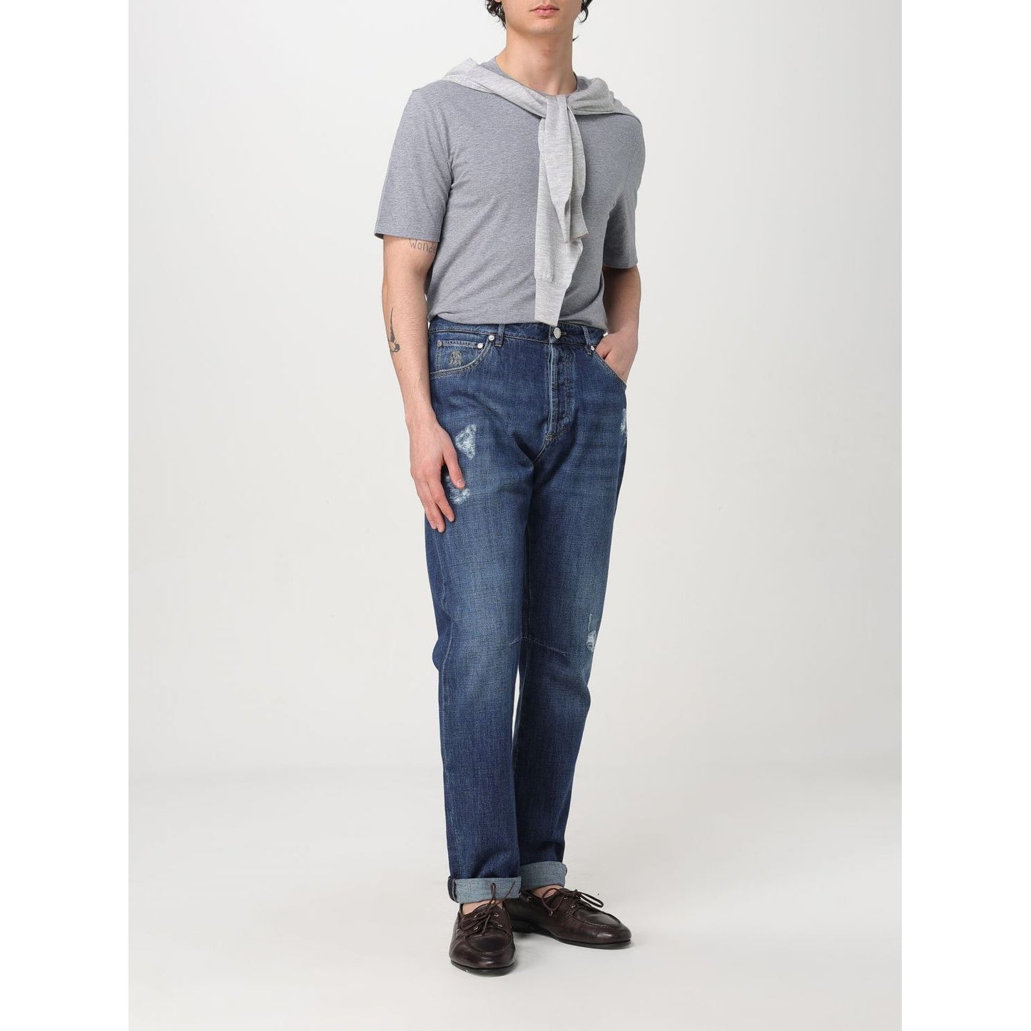 Brunello Cucinelli Blue Denim Straight-Leg Jeans