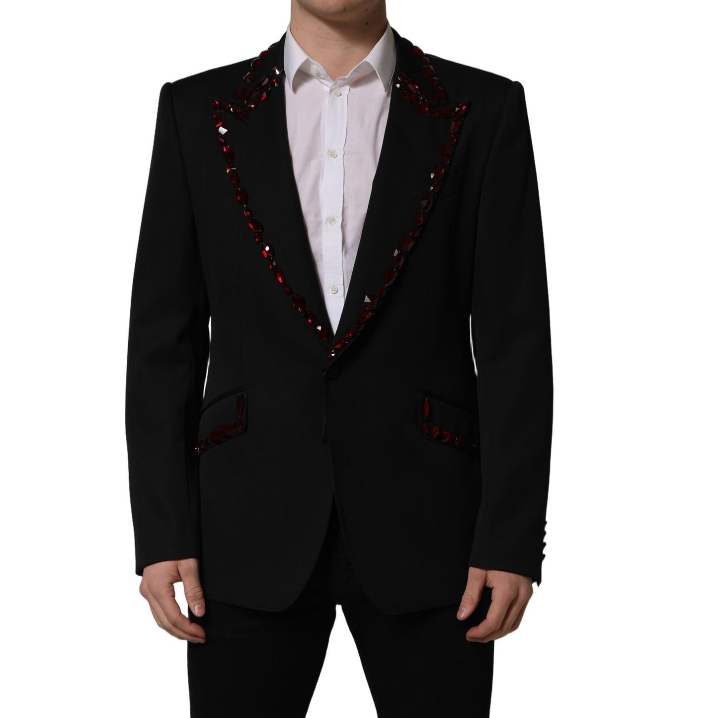 Dolce & Gabbana Black Crystal Embellished Coat Blazer Jacket
