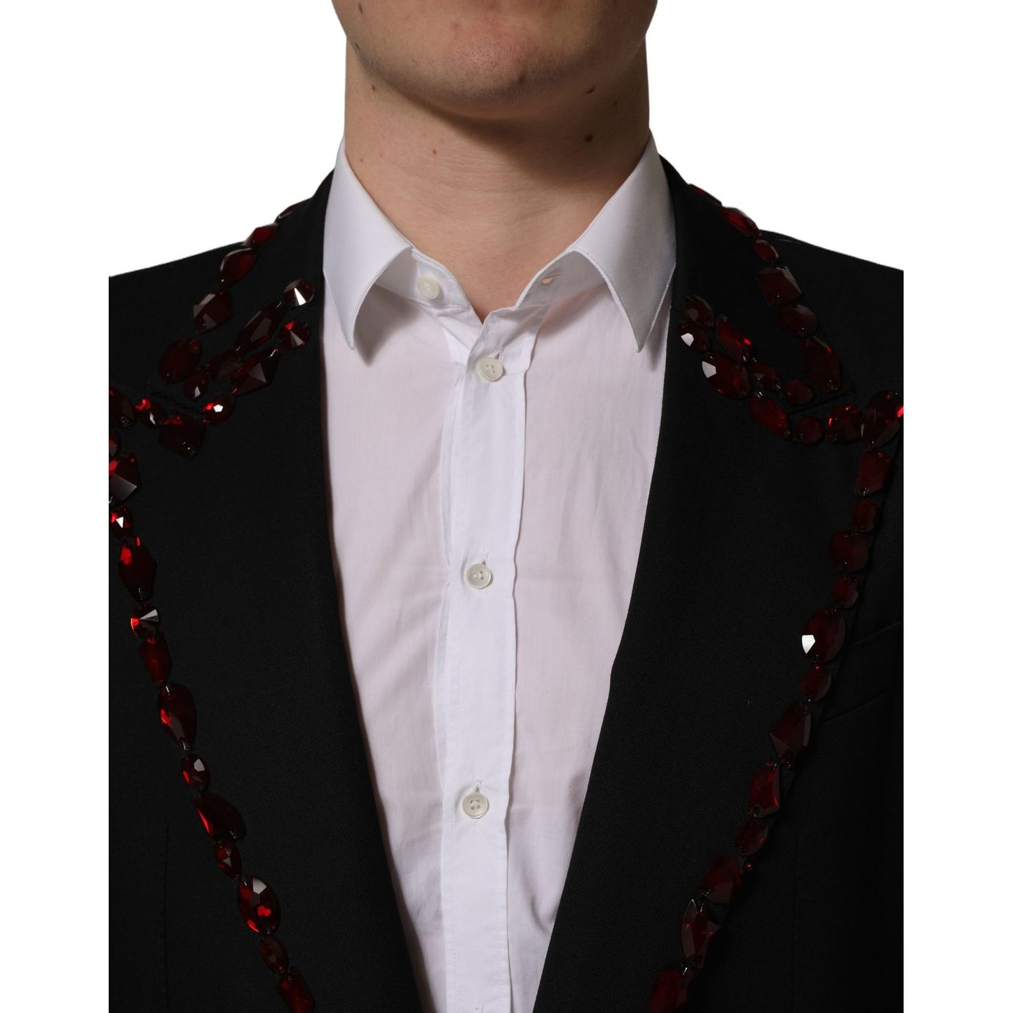 Dolce & Gabbana Black Crystal Embellished Coat Blazer Jacket