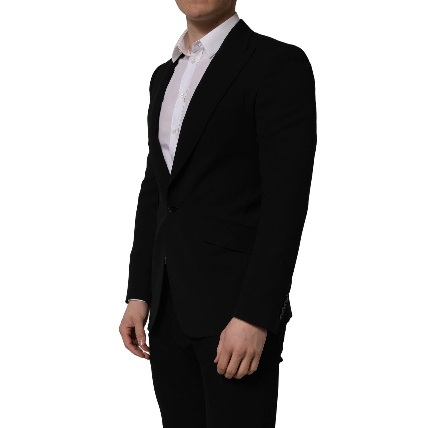 Dolce & Gabbana Black Wool Single Breasted Men Blazer Jacket