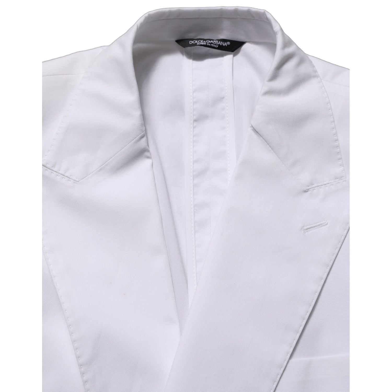 Dolce & Gabbana White Cotton Double Breasted Blazer Jacket