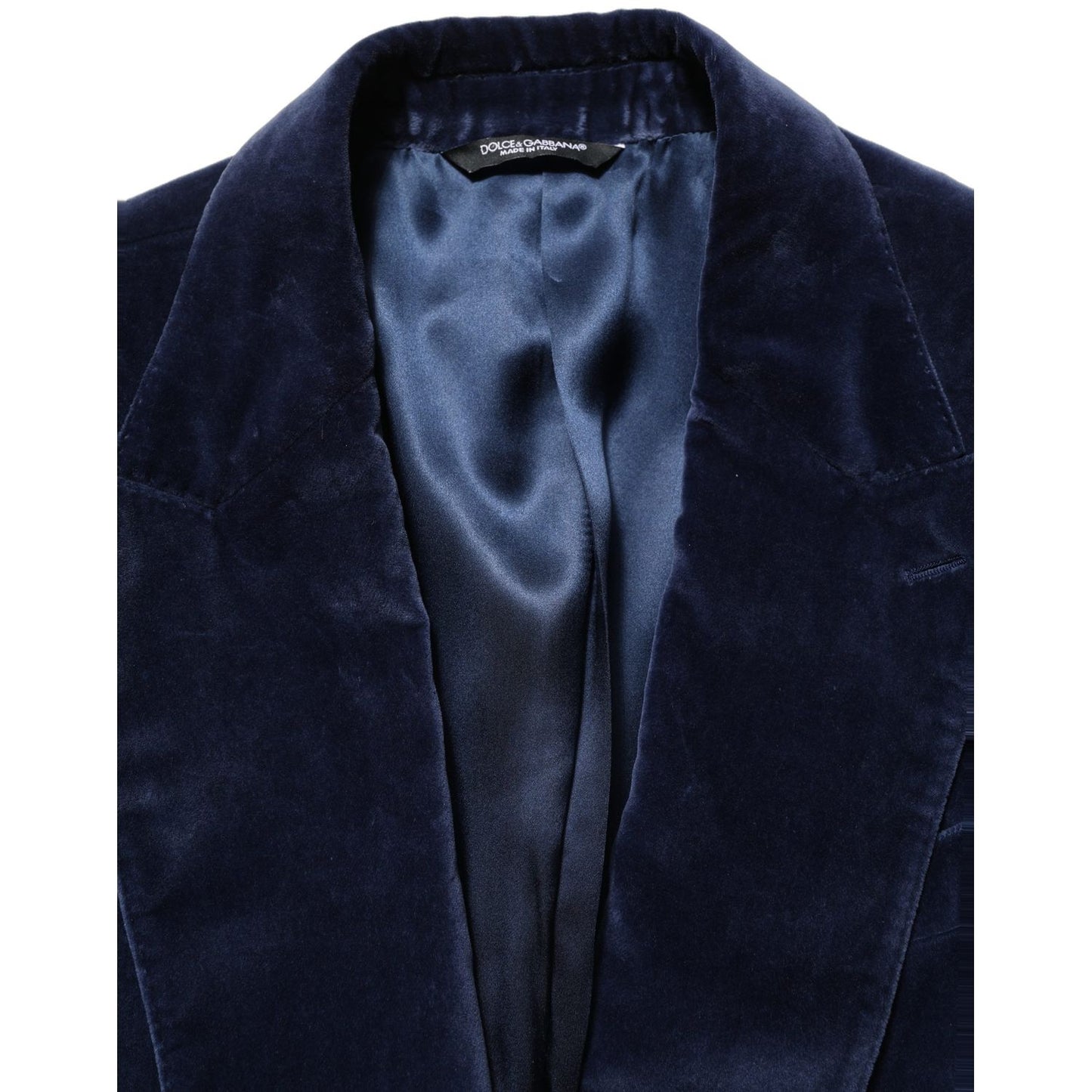 Dolce & Gabbana Blue Velvet Single Breasted Blazer Jacket