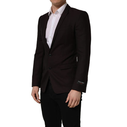 Dolce & Gabbana Brown Wool GOLD Single Breasted Men Jacket