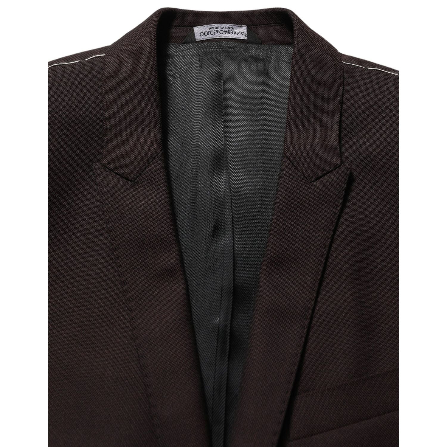 Dolce & Gabbana Brown Wool GOLD Single Breasted Men Jacket