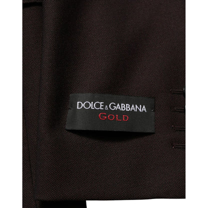 Dolce & Gabbana Brown Wool GOLD Single Breasted Men Jacket