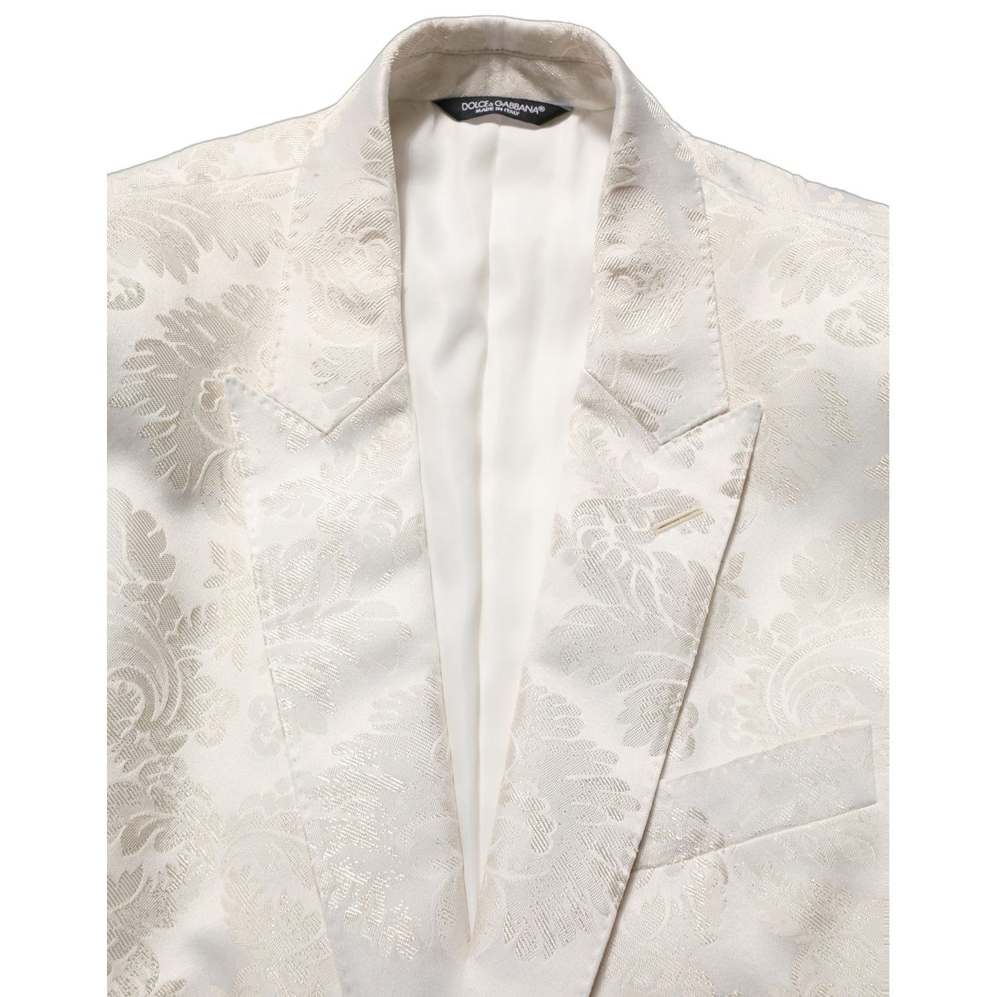 Dolce & Gabbana Off White Floral Single Breasted Men Jacket