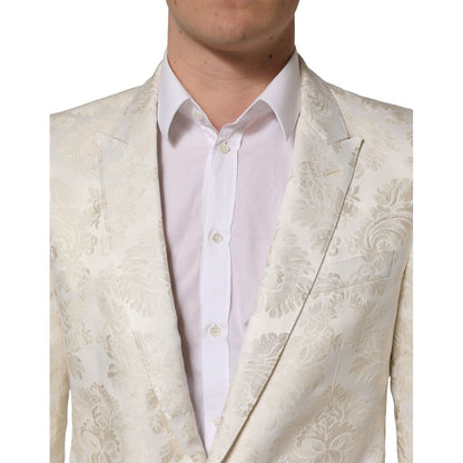 Dolce & Gabbana Off White Floral Single Breasted Men Jacket