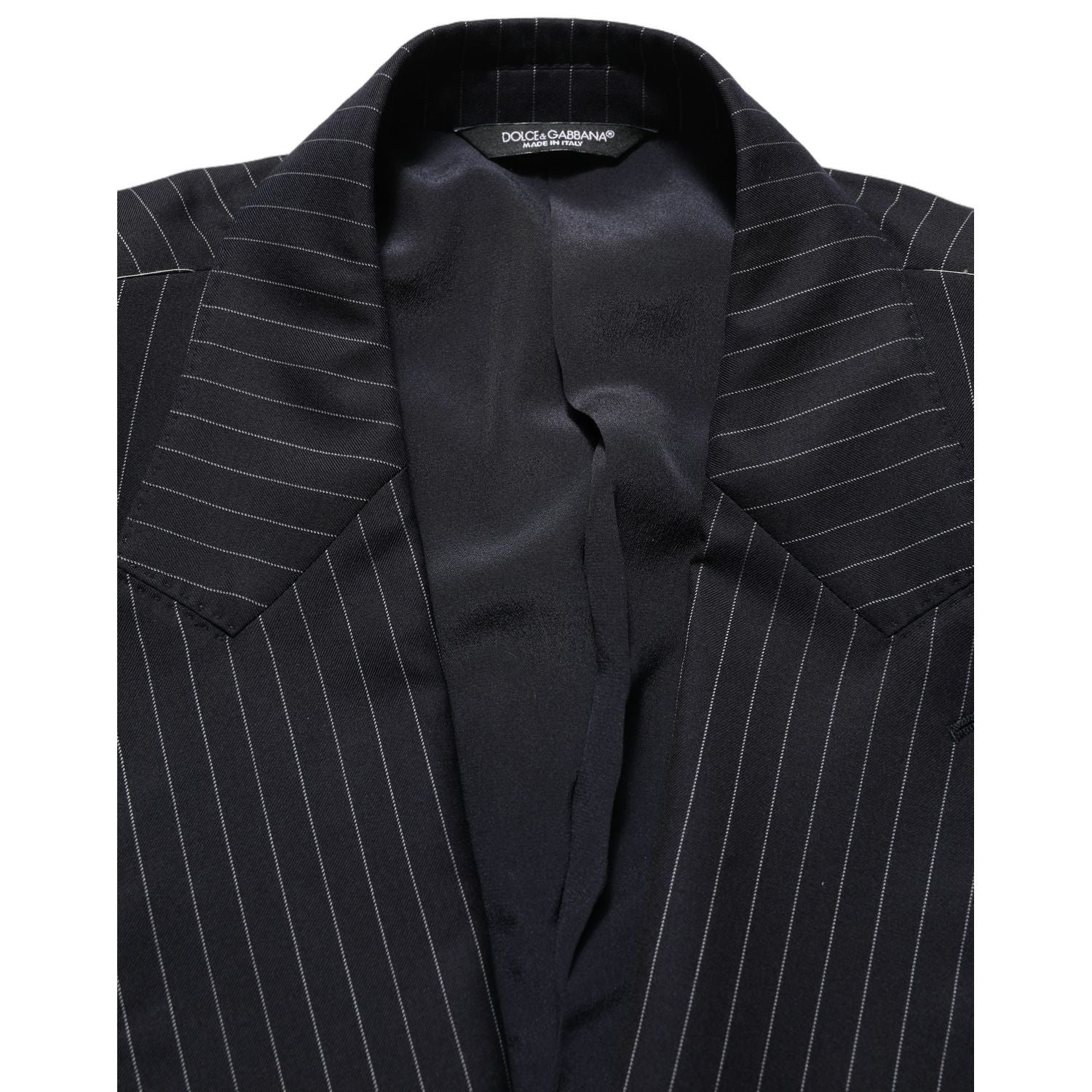 Dolce & Gabbana Black Stripes Wool Double Breasted Jacket