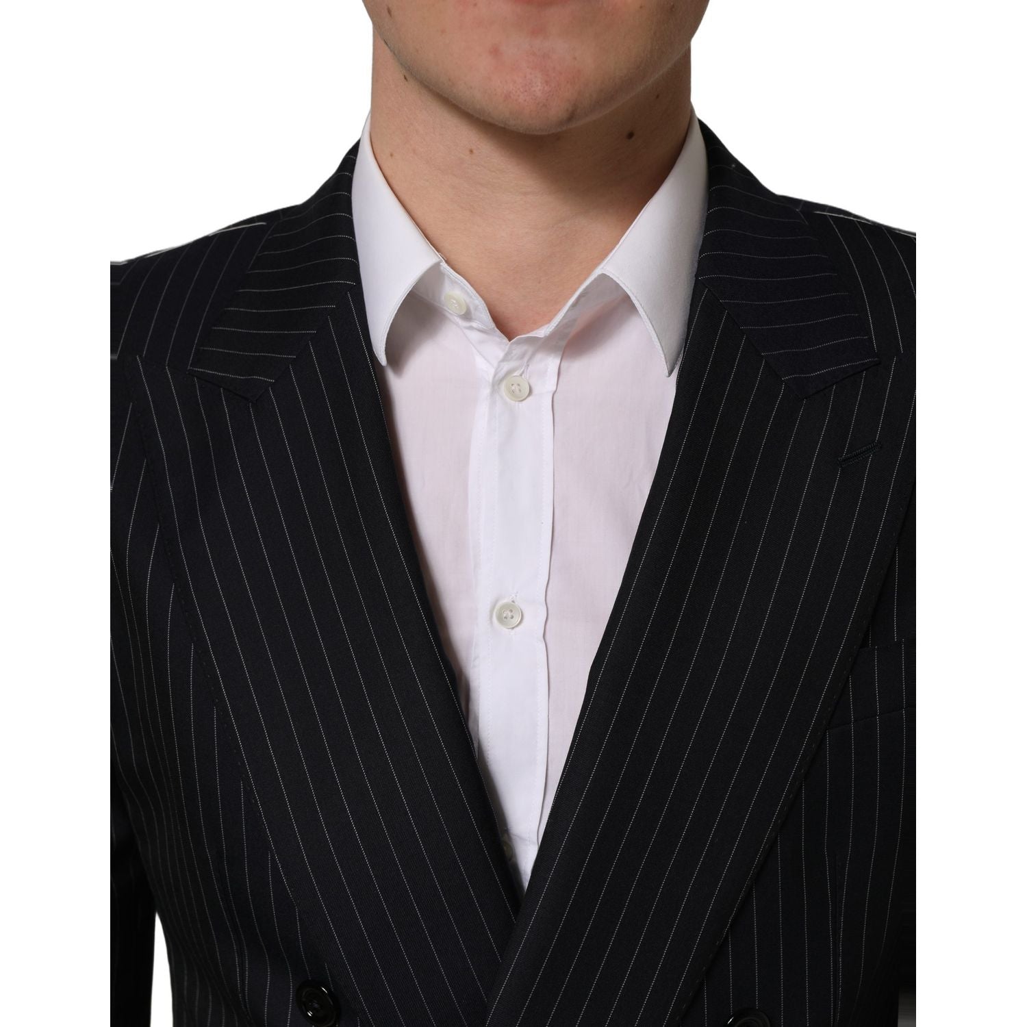 Dolce & Gabbana Black Stripes Wool Double Breasted Jacket