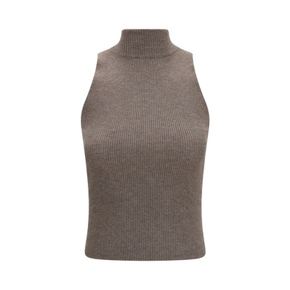 Brunello Cucinelli Brown Cashmere Sleeveles Sweater
