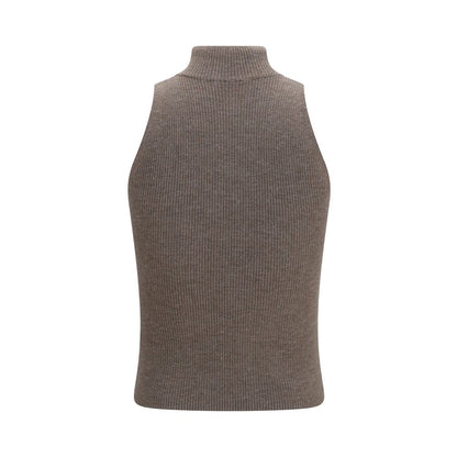 Brunello Cucinelli Brown Cashmere Sleeveles Sweater