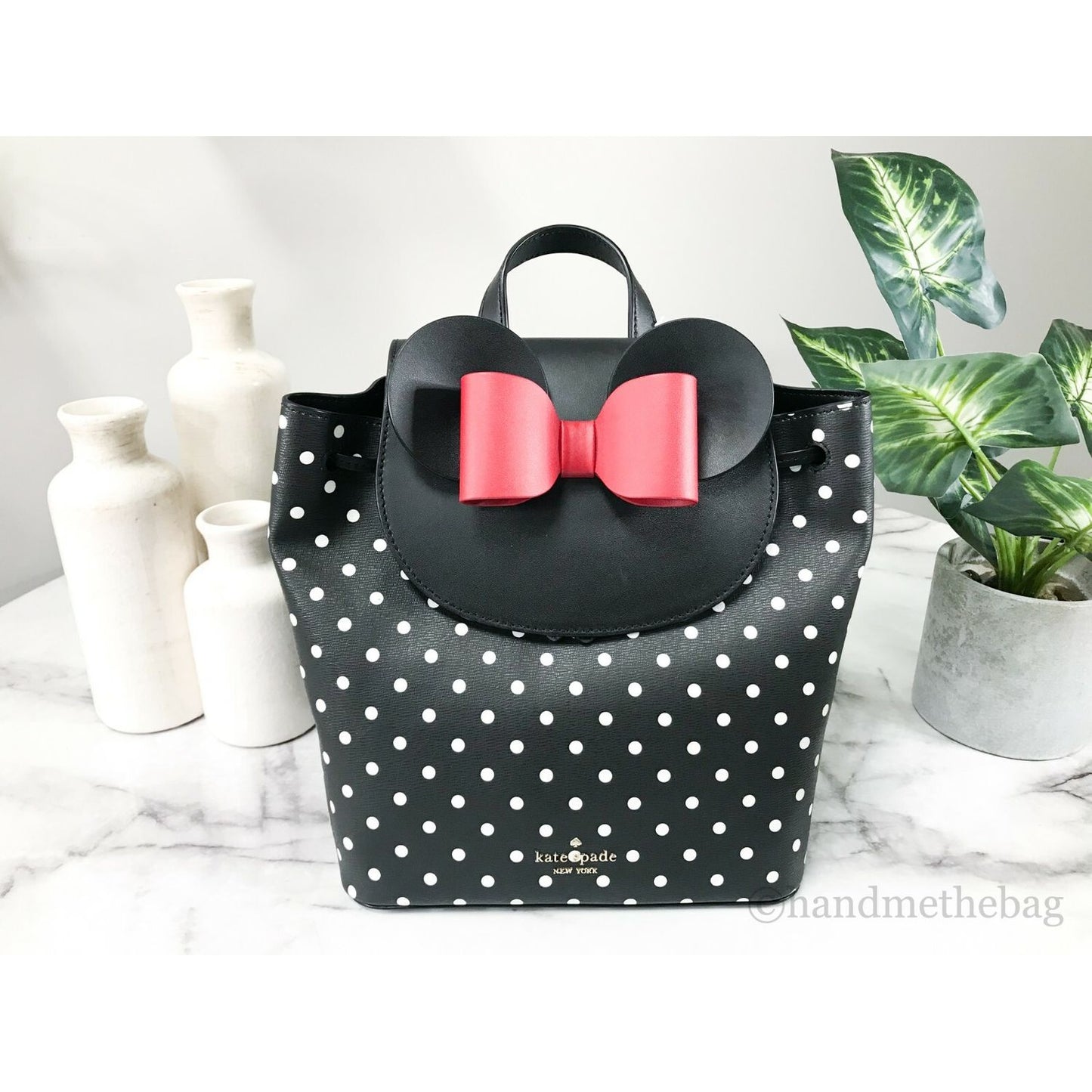 Kate Spade Disney Minnie Mouse Medium Leather Backpack Bookbag Bag