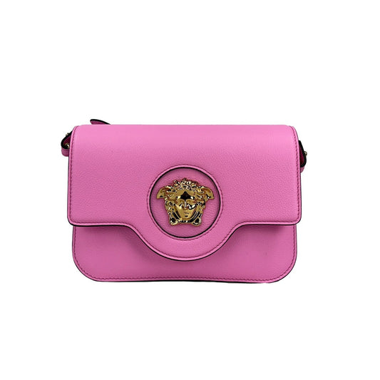 Versace La Medusa Pink Leather Shoulder Crossbody Bag Purse