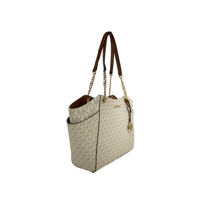 Michael Kors Jet Set Travel Large Logo Tote Vanilla