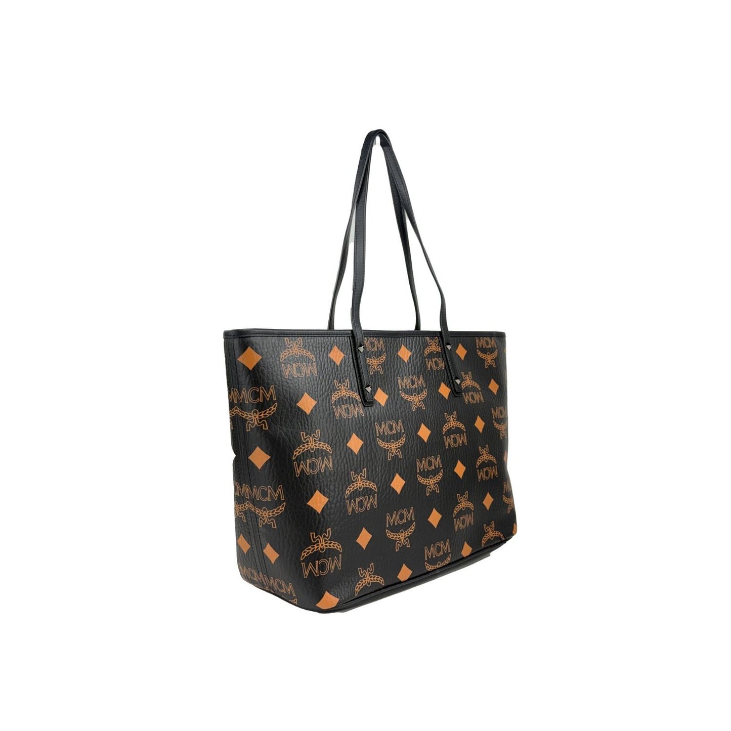 MCM Aren Black Leather Shoulder Tote Bag
