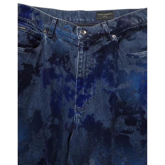 Dolce & Gabbana Blue Tie Dye Cotton Men Straight Denim Jeans