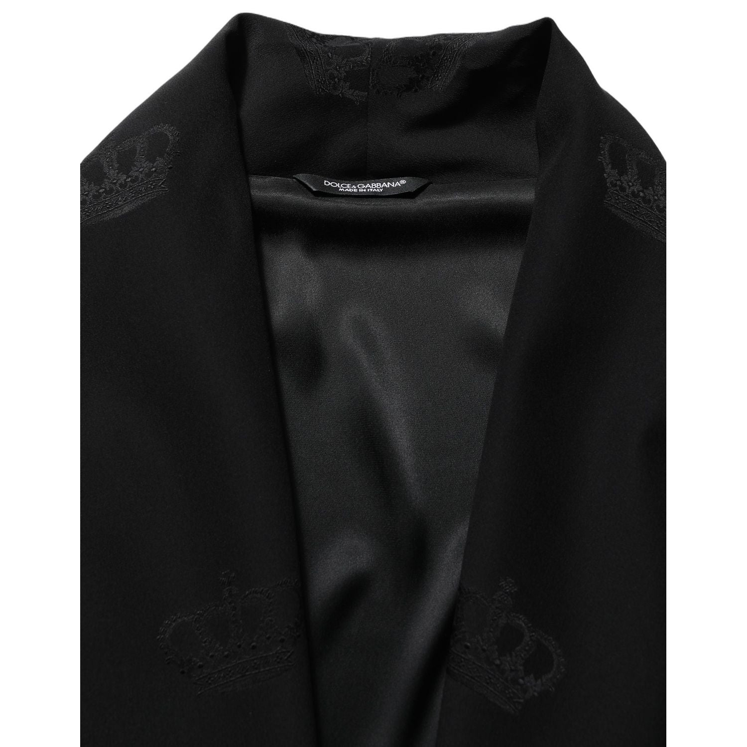 Dolce & Gabbana Black 100% Silk Robe Men Wrap Coat Jacket