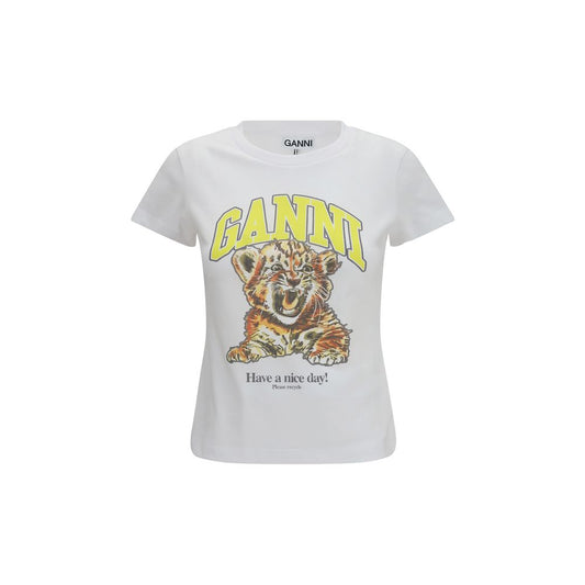 Ganni White Cotton T-Shirt