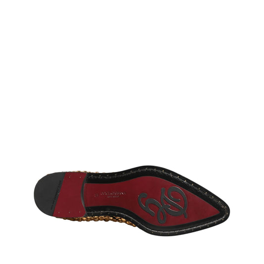 Dolce & Gabbana Gold Embellished Chelsea Ankle Boots Shoes