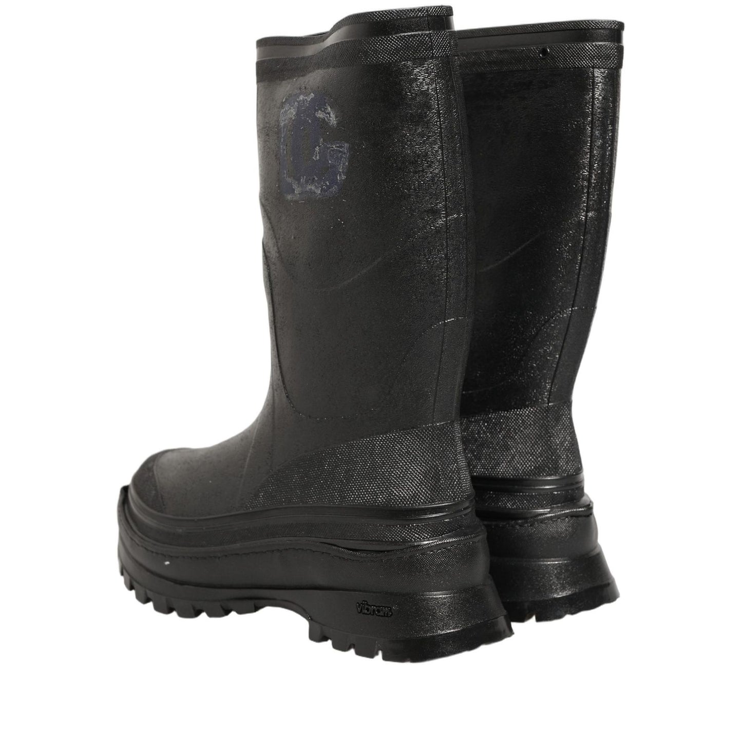 Dolce & Gabbana Black PVC Pull On Rain Boots Men Shoes