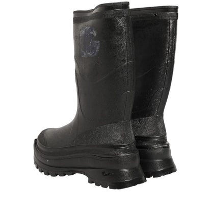 Dolce & Gabbana Black PVC Pull On Rain Boots Men Shoes