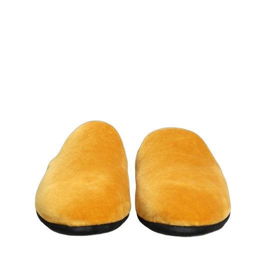 Dolce & Gabbana Yellow Suede Slides Flat Slipper Men Shoes