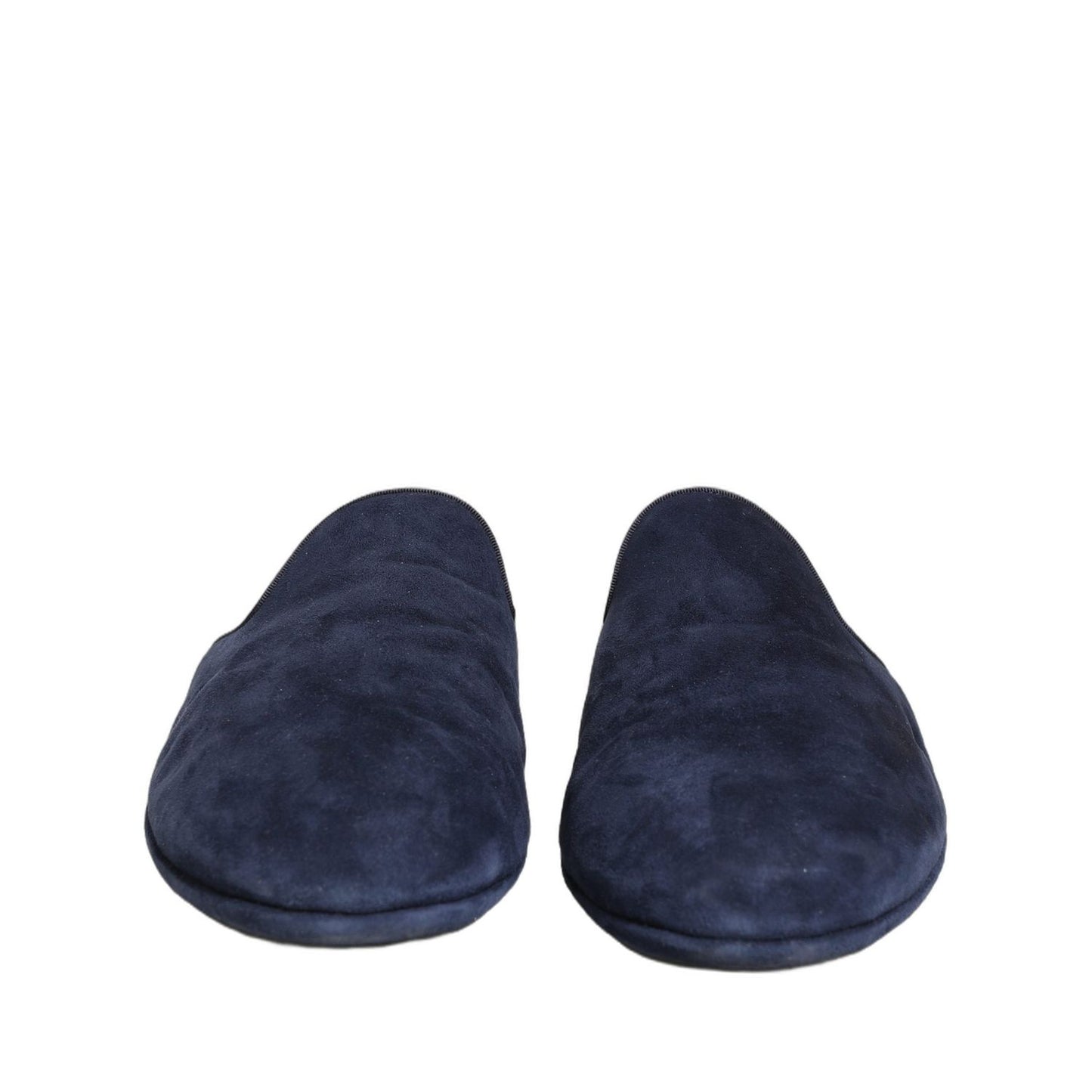 Dolce & Gabbana Blue Suede Slides Flat Slipper Men Shoes