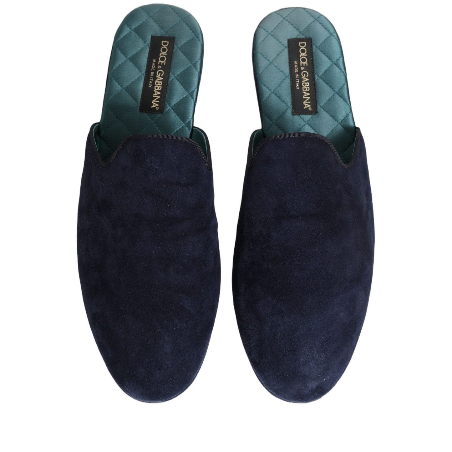 Dolce & Gabbana Blue Suede Slides Flat Slipper Men Shoes