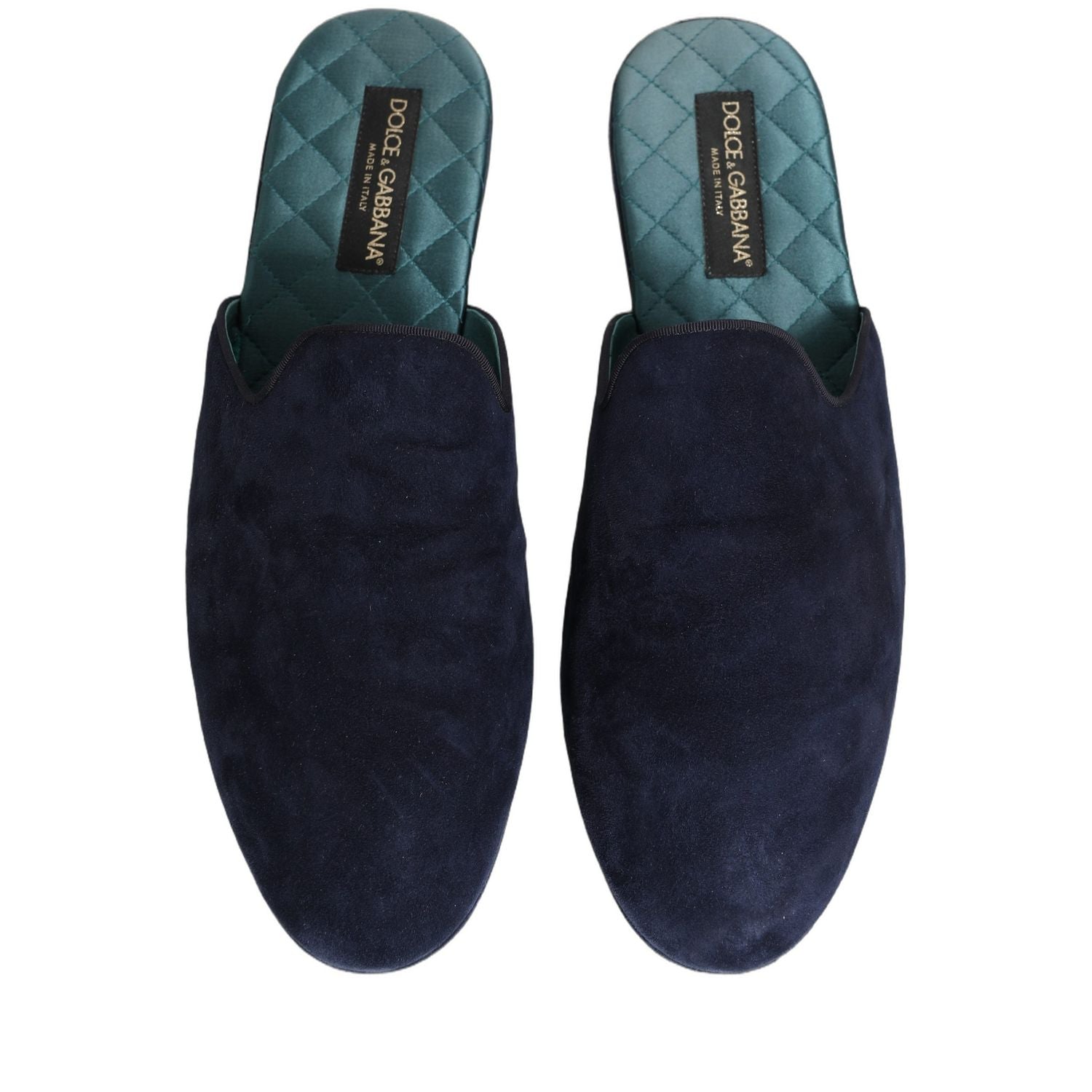 Dolce & Gabbana Blue Suede Slides Flat Slipper Men Shoes