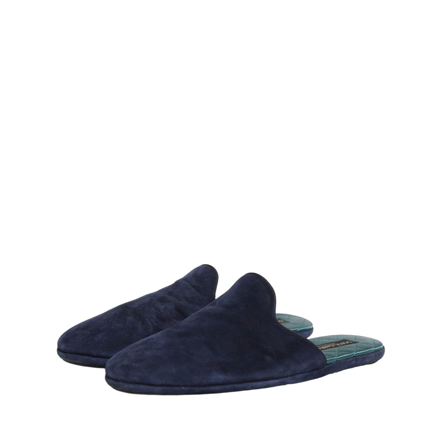 Dolce & Gabbana Blue Suede Slides Flat Slipper Men Shoes